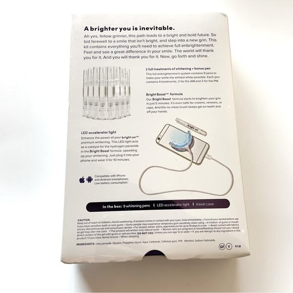 Smile Direct Club Bright On Teeth Whitening Kit 9 Applicators LED Light & Case - Picture 4 of 6